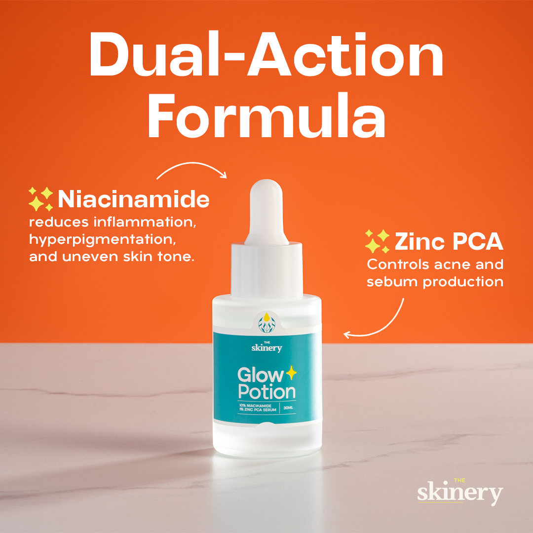 The Skinery Glow Potion  Niacinamide 10% + Zinc 1% 30ml Bundle of 5 Get 1 The Skinery Essential Scrub 300g for FREE